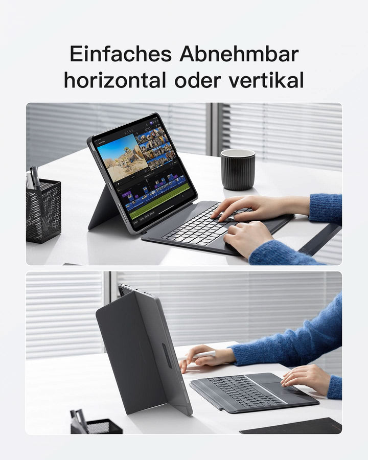 inateck DE Abnehmbare Tastatur für iPad Air 13" M3/M2 (2025/2024), iPad Air 6, iPad Pro 12.9" (6/5/4/3th), KB04118