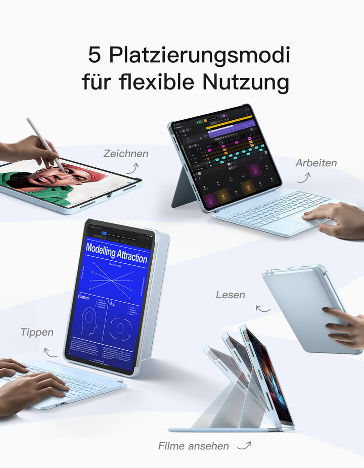 inateck DE Abnehmbare Tastatur für iPad Air 13" M3/M2 (2025/2024), iPad Air 6, iPad Pro 12.9" (6/5/4/3th), KB04118