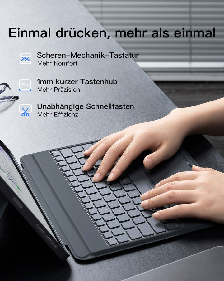 inateck DE Abnehmbare Tastatur für iPad Air 13" M3/M2 (2025/2024), iPad Air 6, iPad Pro 12.9" (6/5/4/3th), KB04118