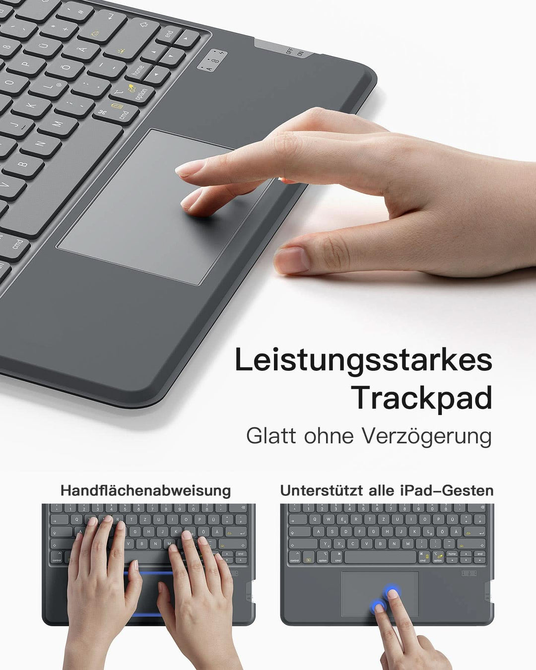 inateck DE Abnehmbare Tastatur für iPad Air 13" M3/M2 (2025/2024), iPad Air 6, iPad Pro 12.9" (6/5/4/3th), KB04118