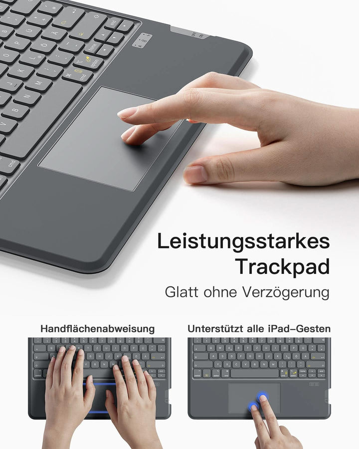 inateck DE Abnehmbare Tastatur für iPad Air 13" M3/M2 (2025/2024), iPad Air 6, iPad Pro 12.9" (6/5/4/3th), KB04118