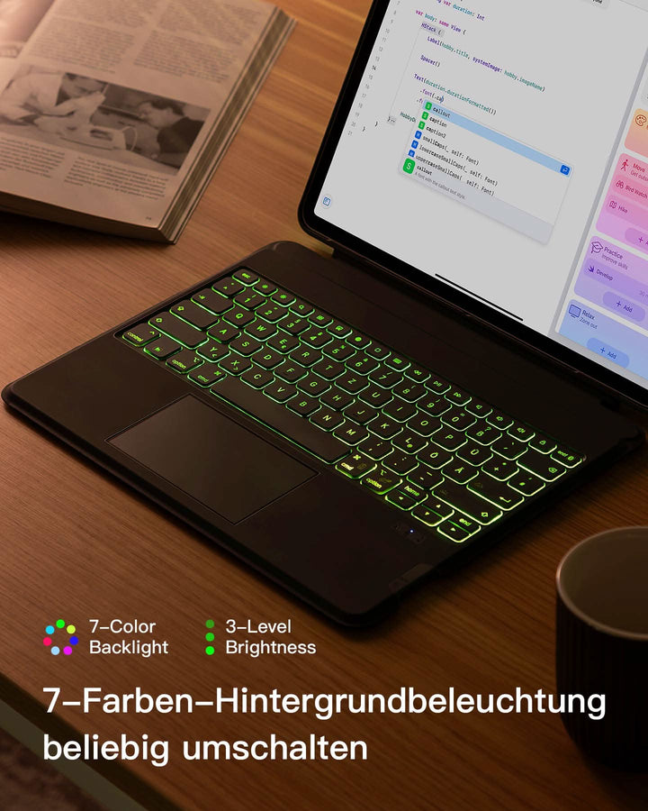 inateck DE Abnehmbare Tastatur für iPad Air 13" M3/M2 (2025/2024), iPad Air 6, iPad Pro 12.9" (6/5/4/3th), KB04118