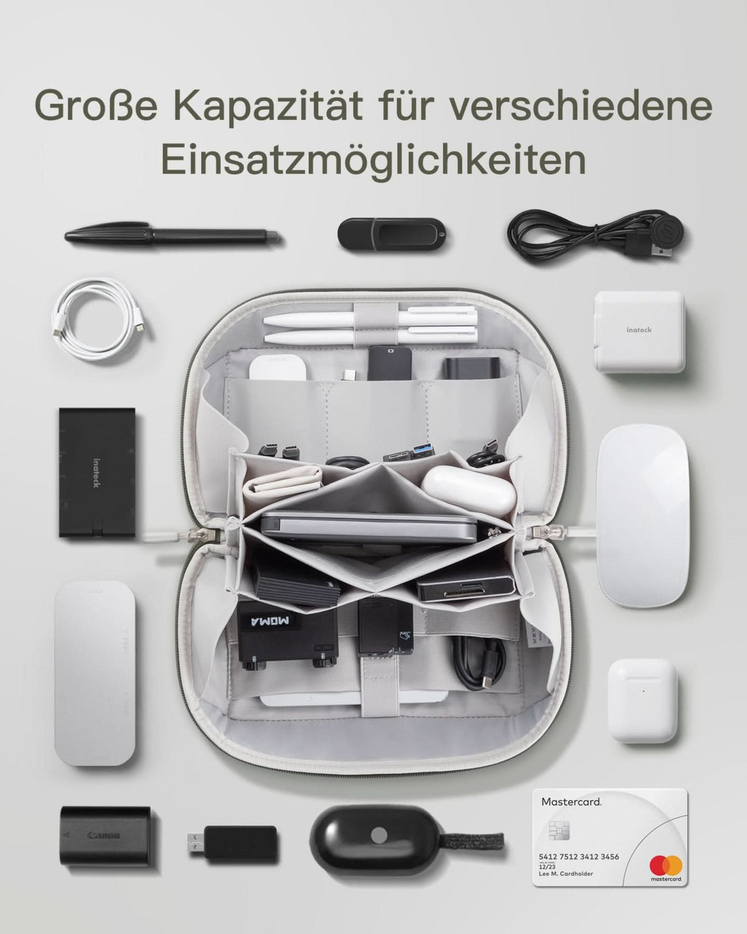 inateck DE Elektronik Case Gadget Organizer Tasche, USB Kabel Organizer, Reisefreundlich, AB03007