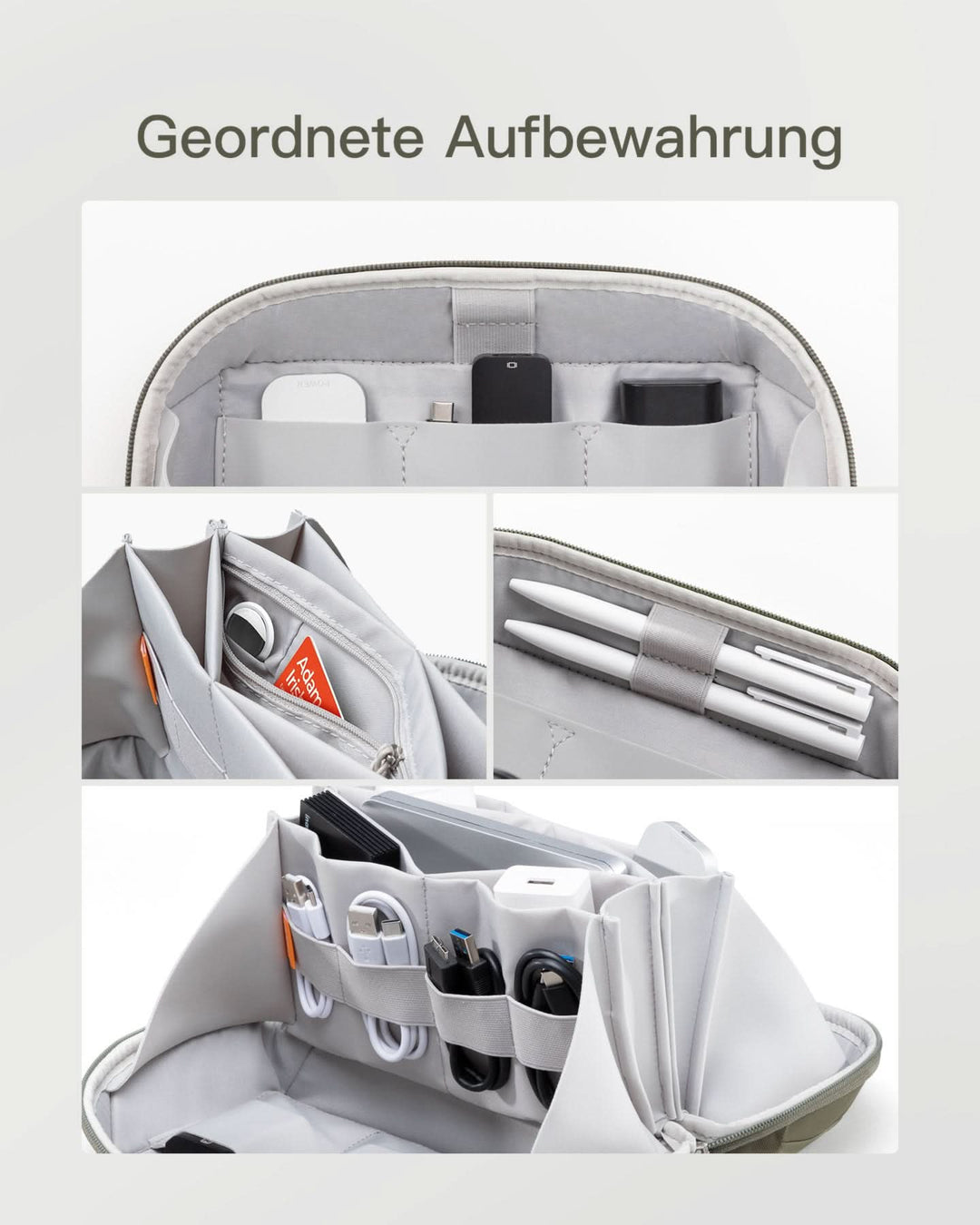 inateck DE Elektronik Case Gadget Organizer Tasche, USB Kabel Organizer, Reisefreundlich, AB03007