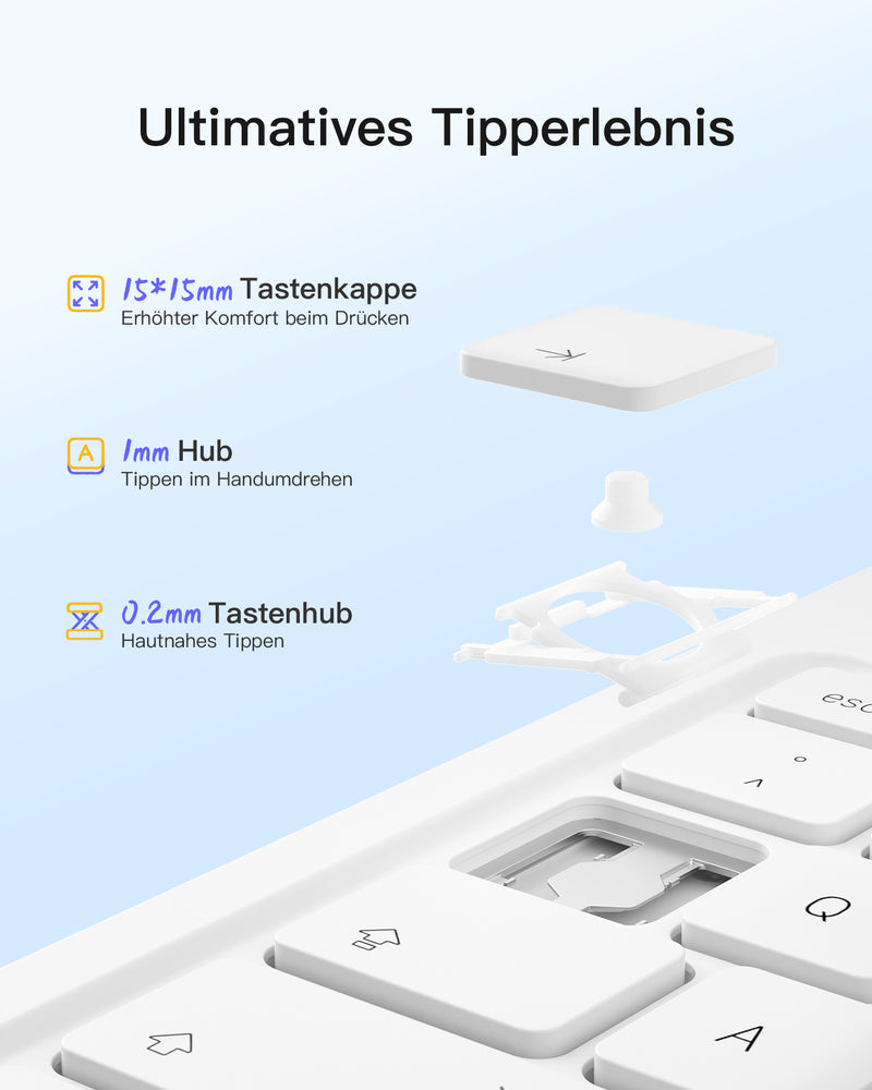 Super-leicht Tastatur Hülle für iPad 11" 11 Gen (A16 2025), iPad 10, iPad Air 11" M3/M2 (2025/2024), iPad Air 5/4, iPad Pro 11" 4/3/2/1, QWERTZ, BK2007