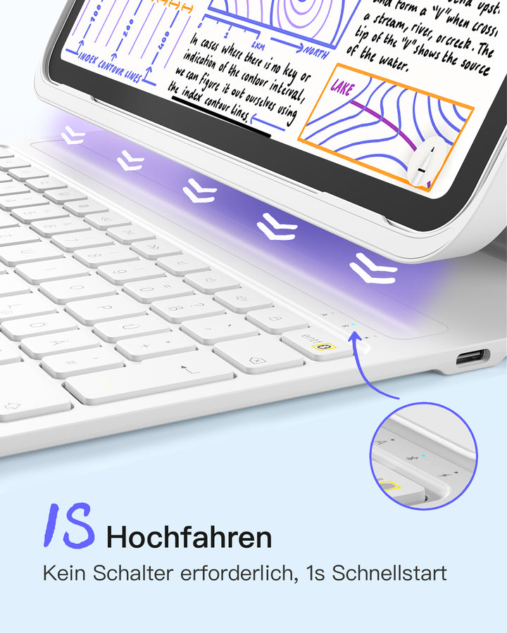 inateck DE Super-leicht Tastatur Hülle für iPad 11" 11 Gen (A16 2025), iPad 10, iPad Air 11" M3/M2 (2025/2024), iPad Air 5/4, iPad 