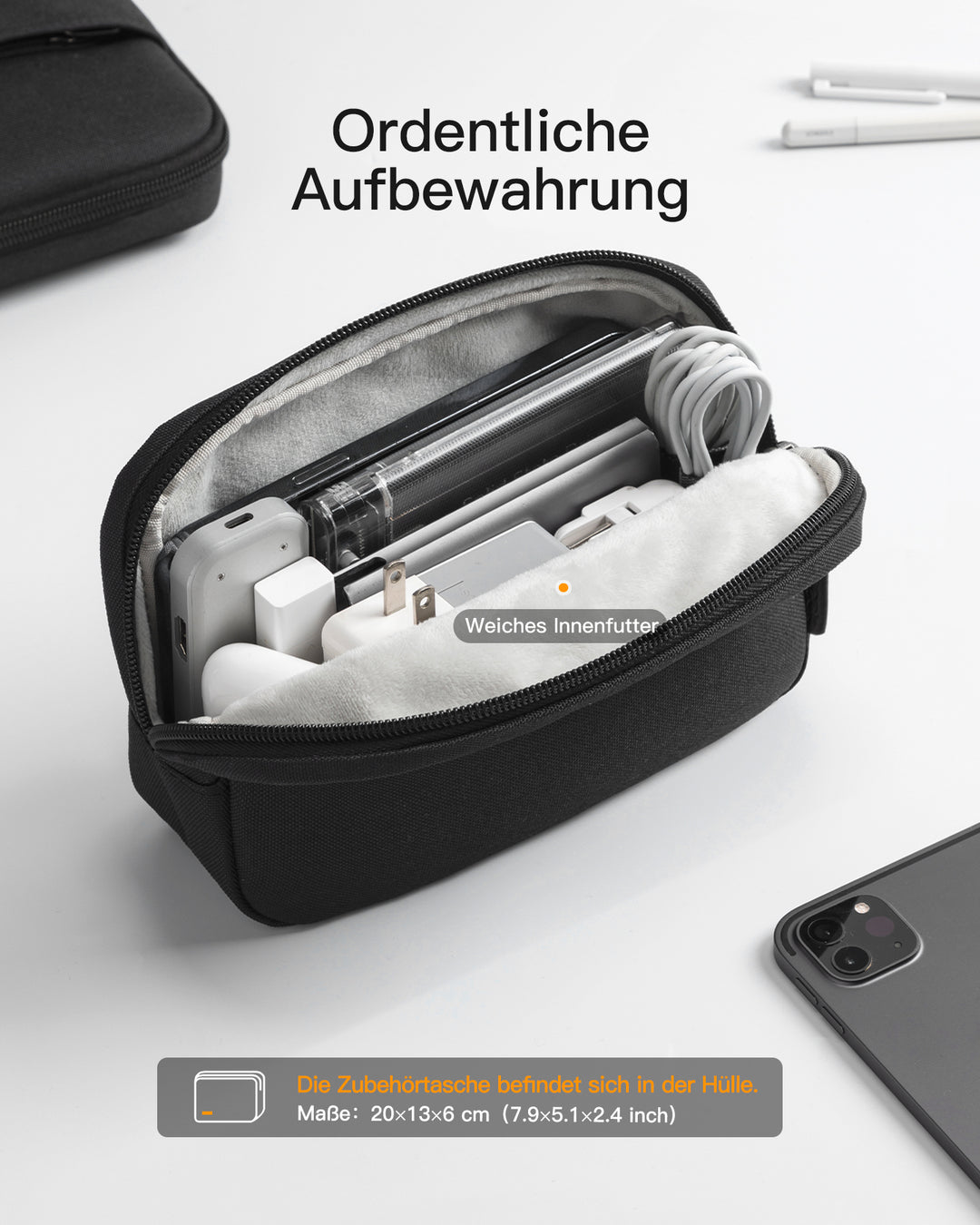 inateck DE Edgekeeper 360° Professioneller Schutz Hülle für 13" MacBook, mit Zubehörtasche, LB01011