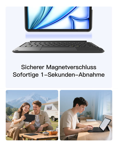Ultraleicht Tastatur für iPad 11" (A16 2025), iPad 10, iPad Air 11" M3/M2 (2025/2024), iPad Air 7/6/5/4, iPad Pro 11" 4/3/2/1, QWERTZ, KB04122