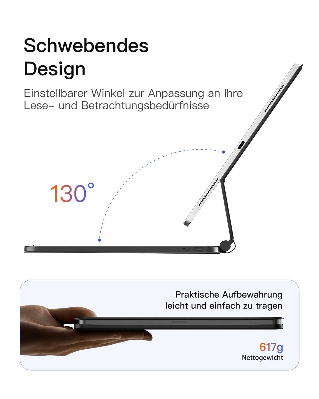 inateck DE NeoMagic Magnetische Tastatur Hülle für iPad 11" (A16 2025), iPad 10, KB09119-10
