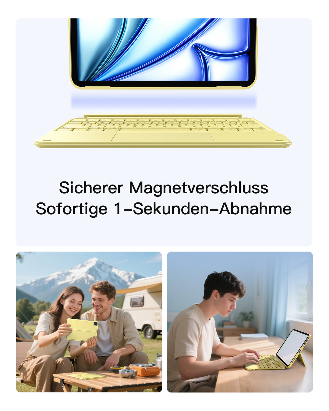Ultraleicht Tastatur für iPad 11" (A16 2025), iPad 10, iPad Air 11" M4/M3/M2 (2026/2025/2024), iPad Air 5/4, iPad Pro 11" 4/3/2/1, QWERTZ, Acetouch, KB04122