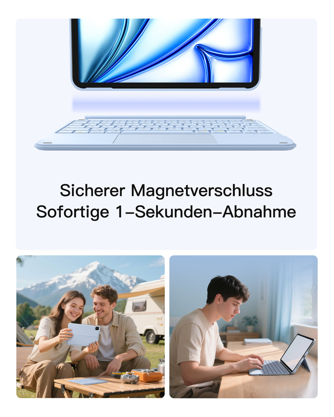 inateck DE Ultraleicht Tastatur für iPad 11" (A16 2025), iPad 10, iPad Air 11" M3/M2 (2025/2024), iPad Air 7/6/5/4, iPad Pro 11" 4/