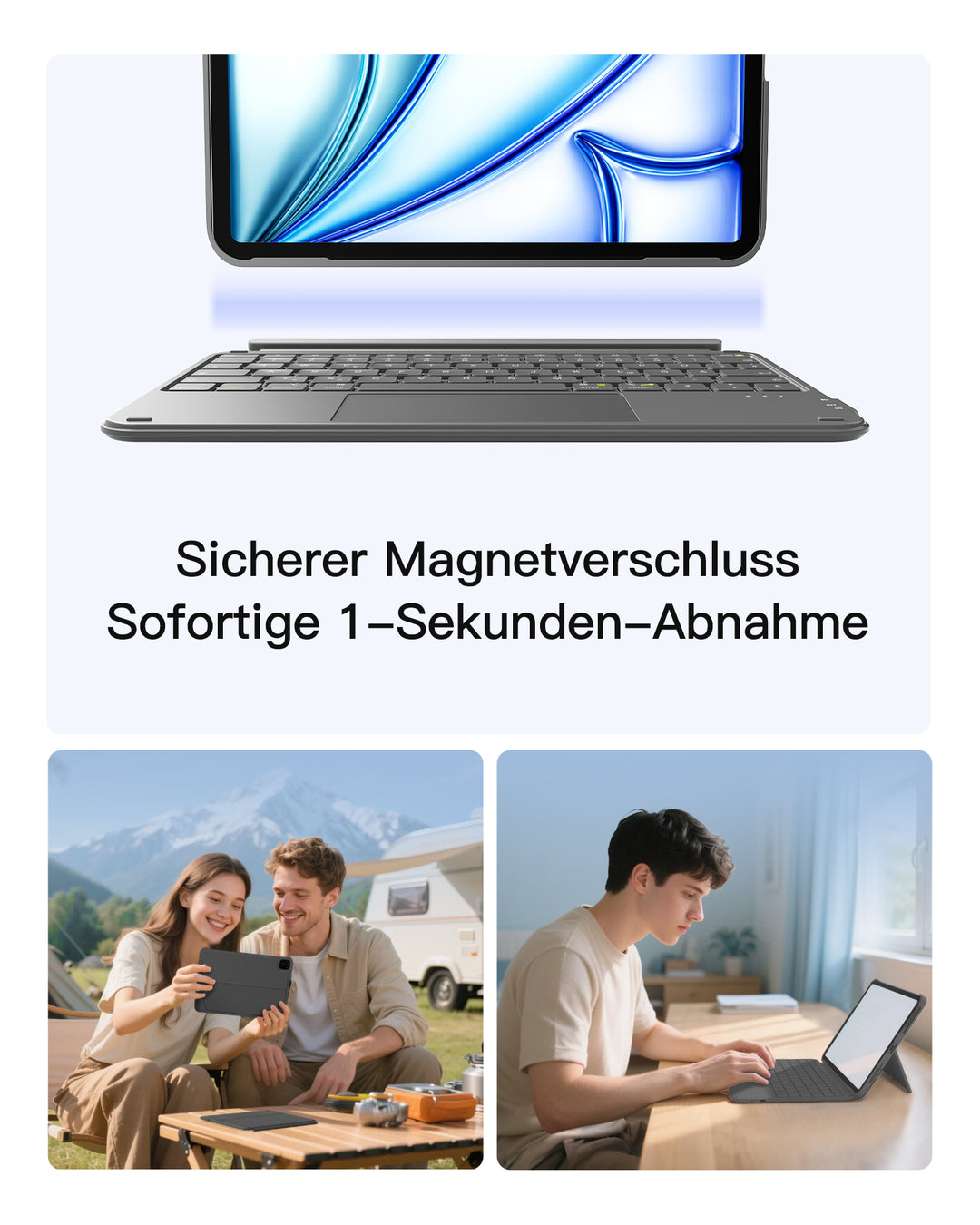 inateck DE Ultraleicht Tastatur für iPad 11" (A16 2025), iPad 10, iPad Air 11" M3/M2 (2025/2024), iPad Air 7/6/5/4, iPad Pro 11" 4/