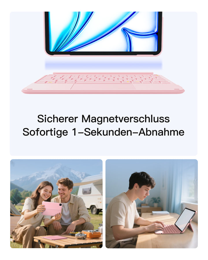 Ultraleicht Tastatur für iPad 11" (A16 2025), iPad 10, iPad Air 11" M4/M3/M2 (2026/2025/2024), iPad Air 5/4, iPad Pro 11" 4/3/2/1, QWERTZ, Acetouch, KB04122