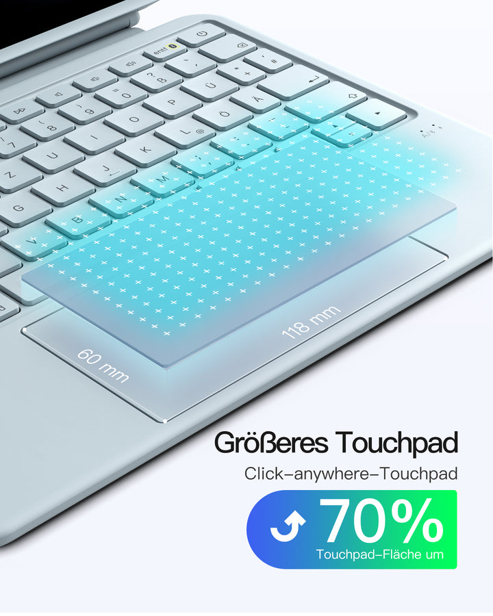 inateck DE Abnehmbar Hülle mit Tastatur für iPad 11" A16 2025, iPad 10.9" 2022,mit Stifthalter, QWERTZ, AceTouch Pro, KB403-10 | Re