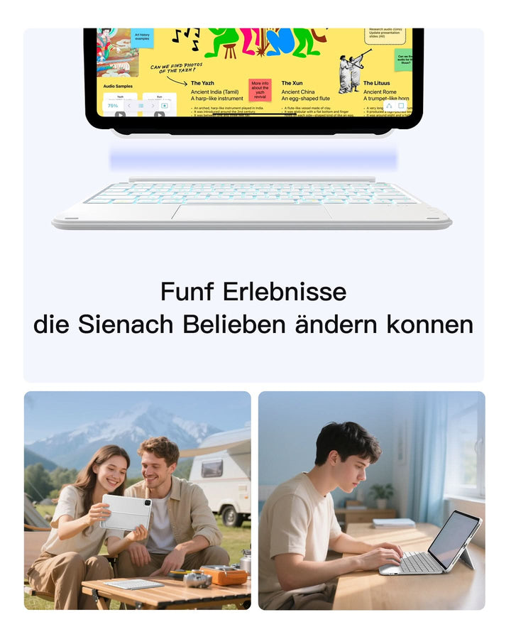 inateck DE Abnehmbar Ultraleichte Tastatur für iPad 11/10 Gen A16 2025 11 Zoll, iPad Air 11 Zoll (2026/2025), iPad Air 5/4, iPad Pr