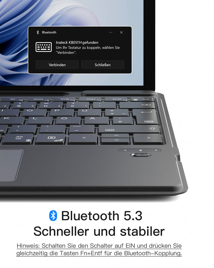 inateck DE Surface Pro AI Funktion Tastatur, Kompatibel mit Surface Pro 11/10/9/8/X, QWERTZ, KB05114