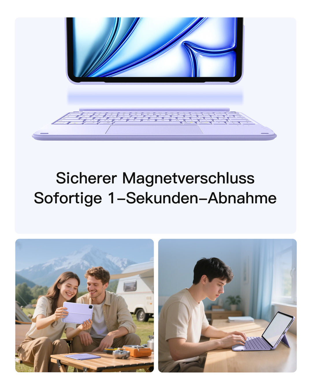 inateck DE Ultraleicht Tastatur für iPad 11" (A16 2025), iPad 10, iPad Air 11" M3/M2 (2025/2024), iPad Air 7/6/5/4, iPad Pro 11" 4/