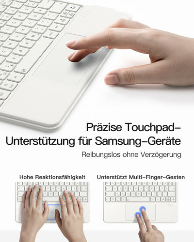 Hülle für Samsung Galaxy Tab S10 FE/S9 FE/S9, Hoch-/Querformat Ständer Tastatur mit Touchpad, N0064