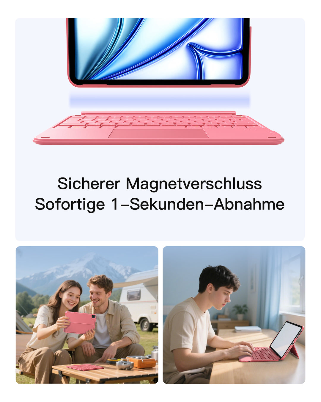 Ultraleicht Tastatur für iPad 11" (A16 2025), iPad 10, iPad Air 11" M4/M3/M2 (2026/2025/2024), iPad Air 5/4, iPad Pro 11" 4/3/2/1, QWERTZ, Acetouch, KB04122