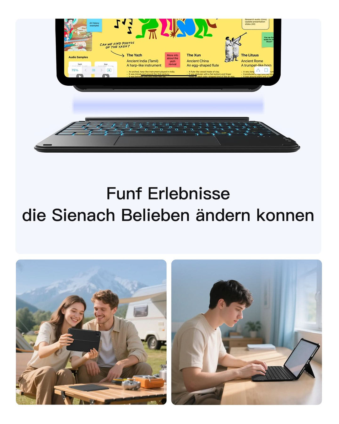 inateck DE Abnehmbar Ultraleichte Tastatur für iPad 11/10 Gen A16 2025 11 Zoll, iPad Air 11 Zoll (2026/2025), iPad Air 5/4, iPad Pr
