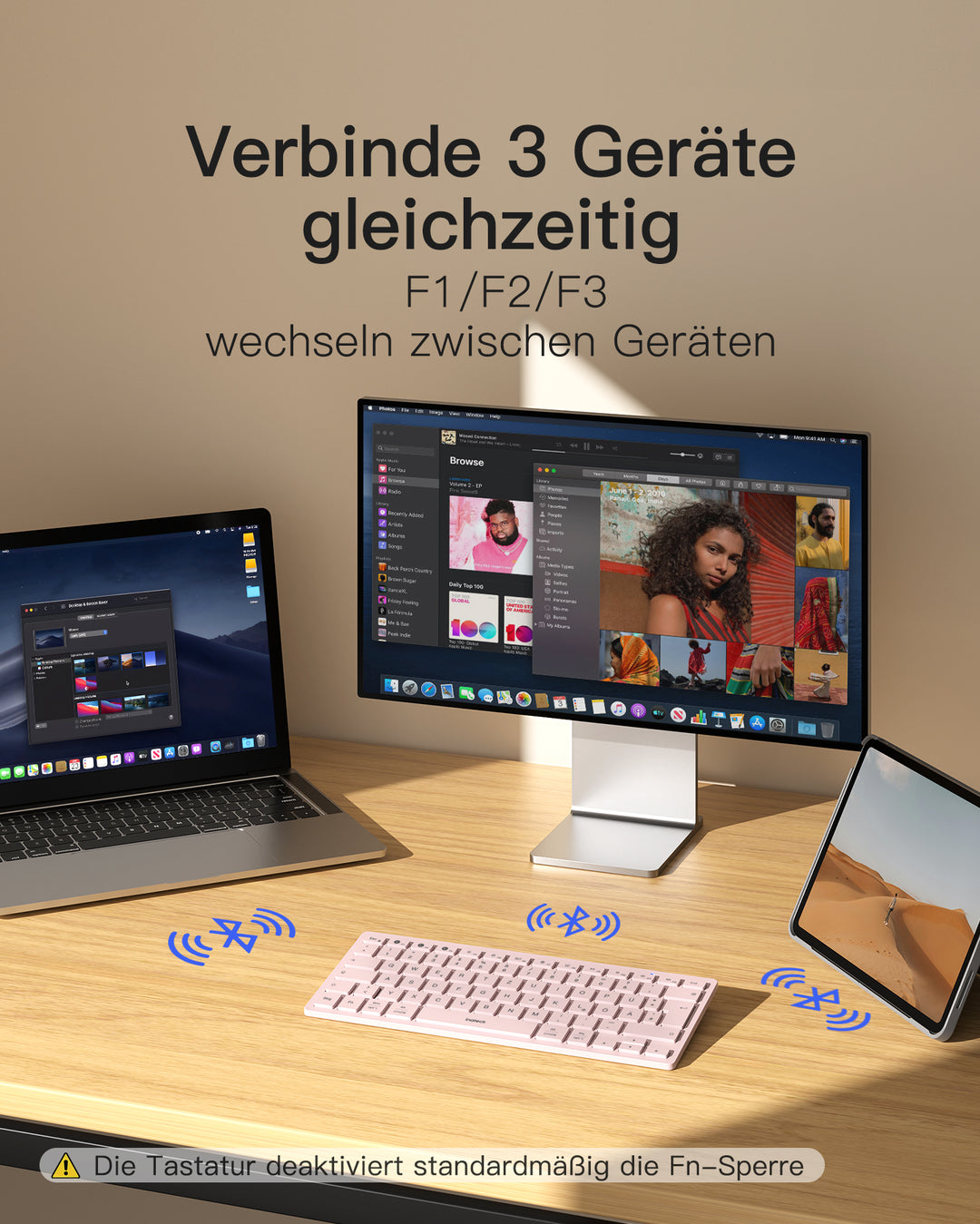 inateck DE Bluetooth Tablet Tastatur kompatibel mit Android/iOS/Smartphones/Windows PC/iPad, KB01003