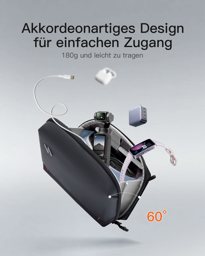 inateck DE Portabler Elektronik-Organizer, spritzwassergeschützte Reisezubehörtasche für Kabel, Power Banks, Hubs, ABM33