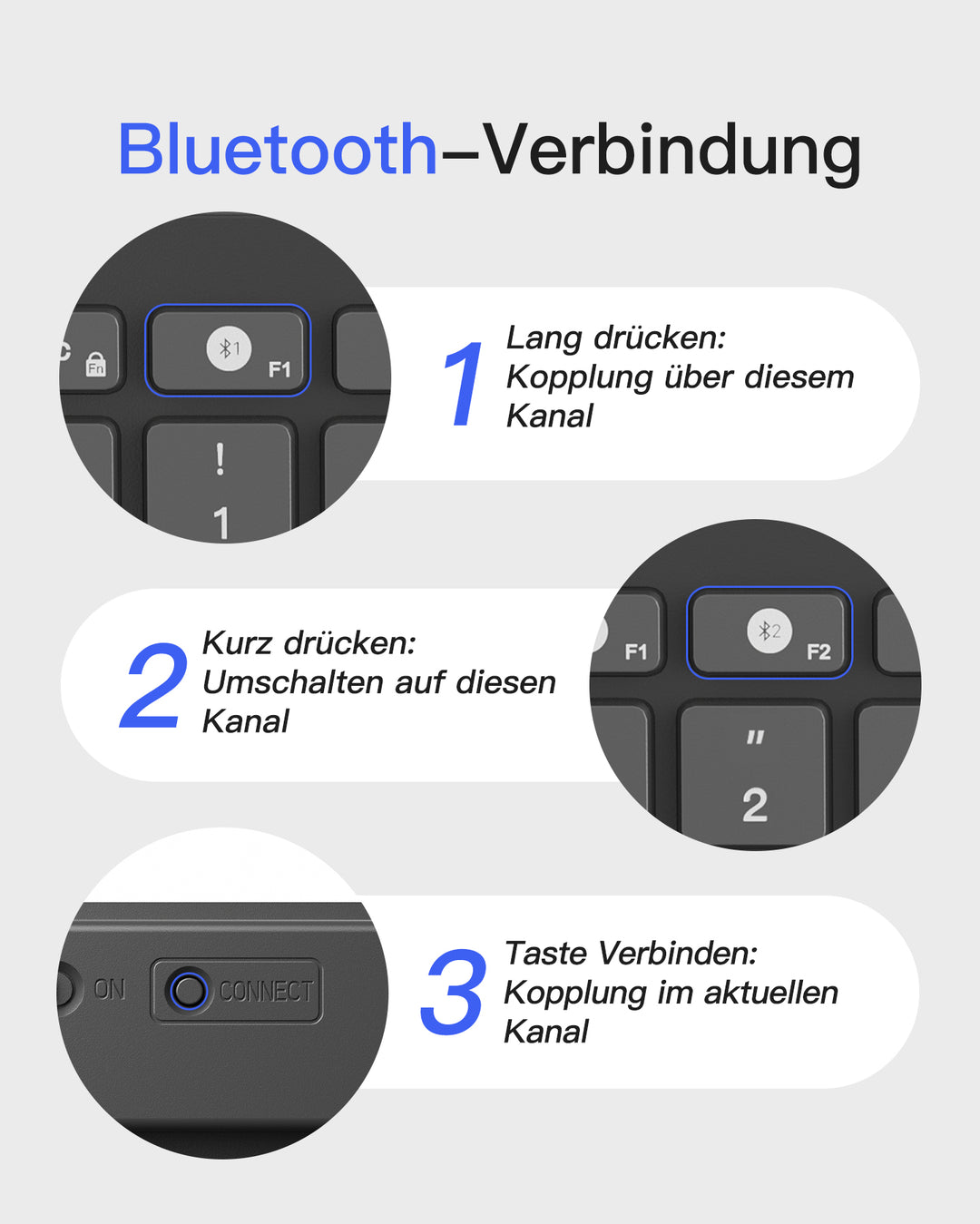 inateck DE Bluetooth Tablet Tastatur kompatibel mit Android/iOS/Smartphones/Windows PC/iPad, KB01003