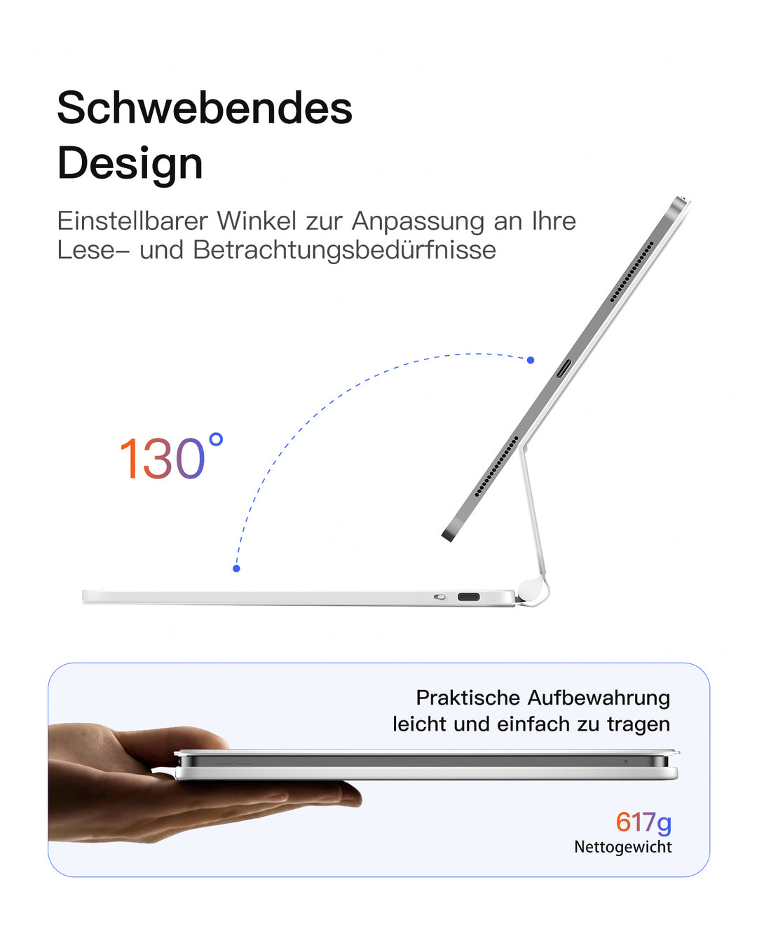 inateck DE NeoMagic Magnetische Tastatur Hülle für iPad 11" (A16 2025), iPad 10, KB09119-10