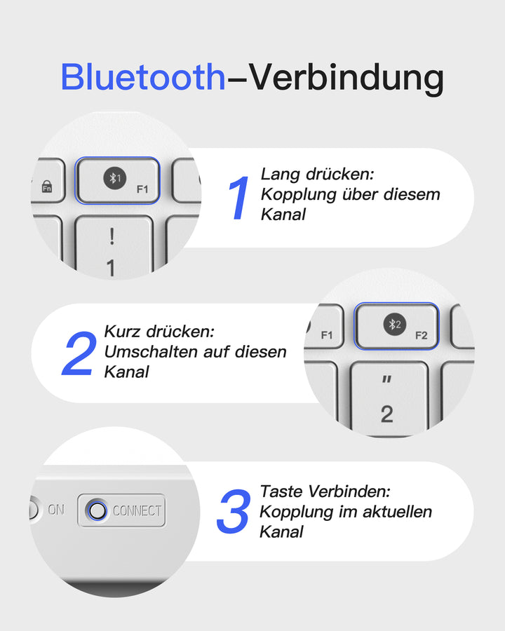 Bluetooth Tablet Tastatur kompatibel mit Android/iOS/Smartphones/Windows PC/iPad, KB01003
