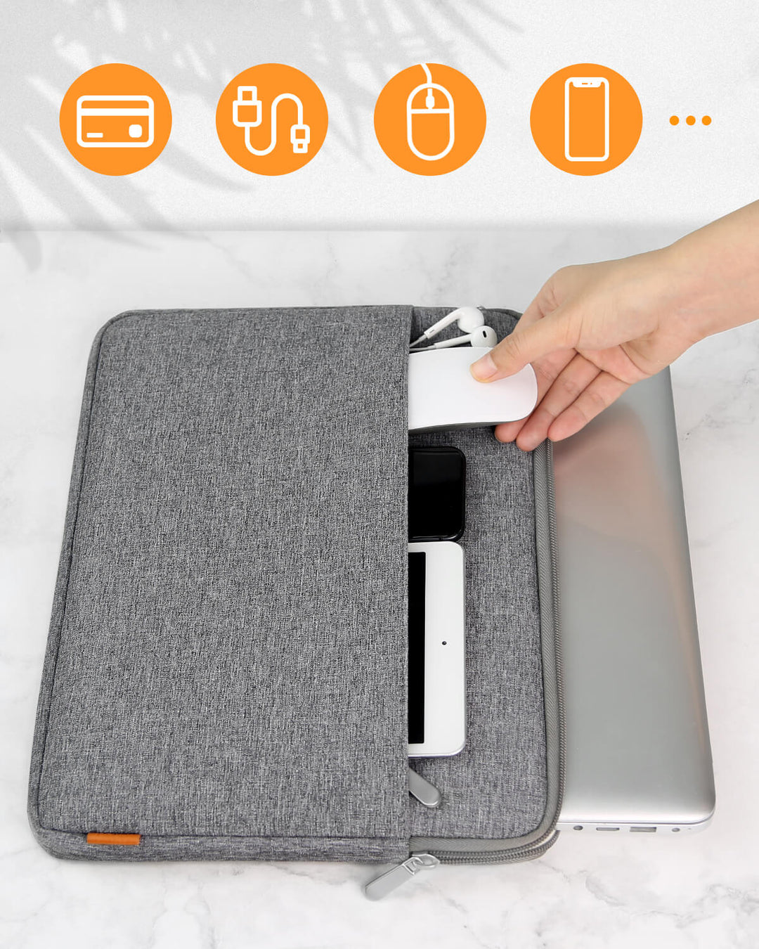 inateck DE Ultraleichte Laptoptasche Hülle 13-16 Zoll mit Zubehörtasche, LB01005