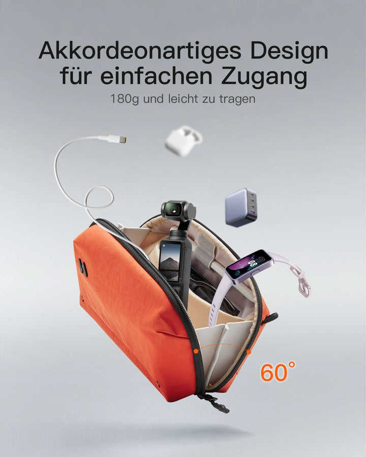 inateck DE Portabler Elektronik-Organizer, spritzwassergeschützte Reisezubehörtasche für Kabel, Power Banks, Hubs, ABM33