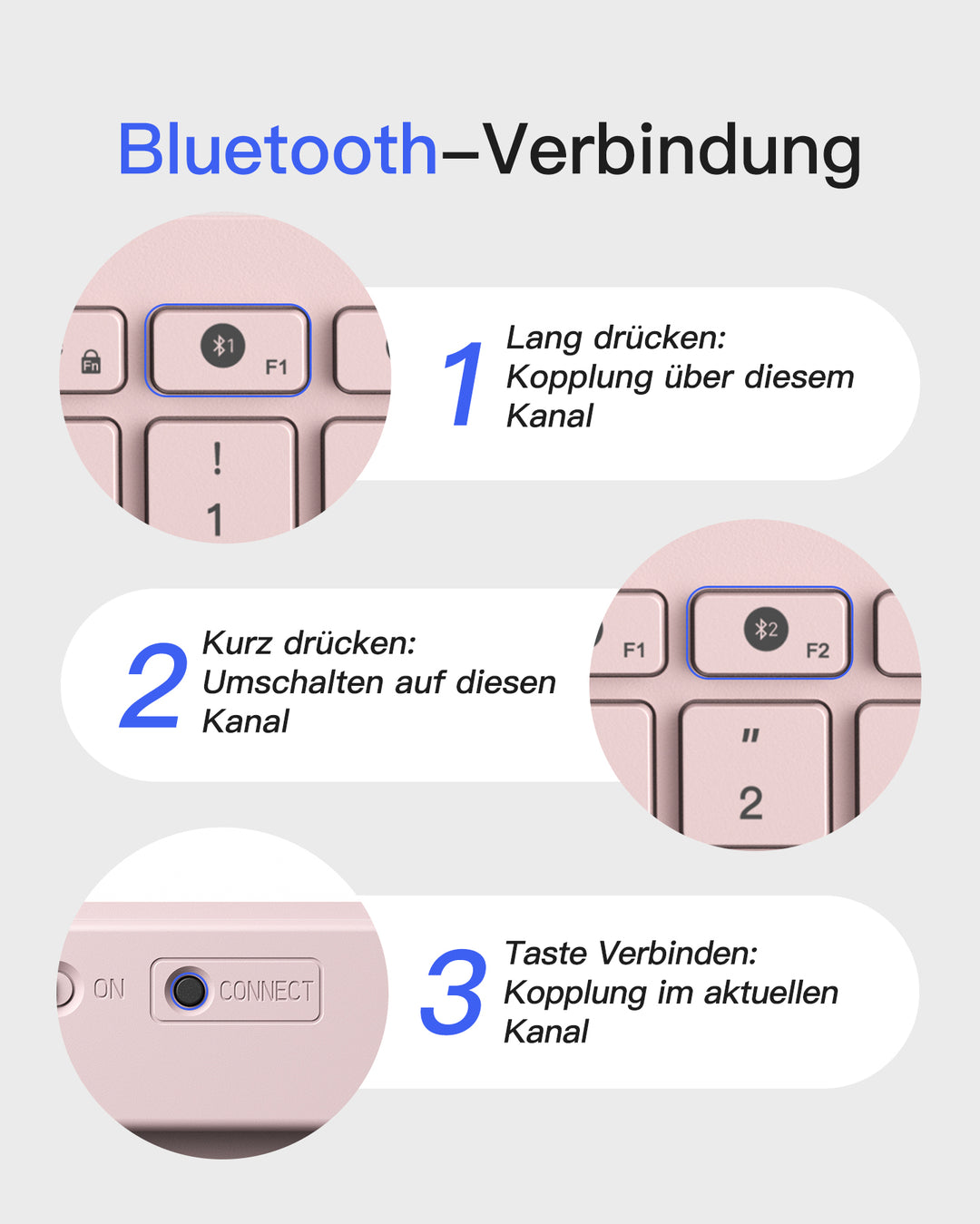 inateck DE Bluetooth Tablet Tastatur kompatibel mit Android/iOS/Smartphones/Windows PC/iPad, KB01003