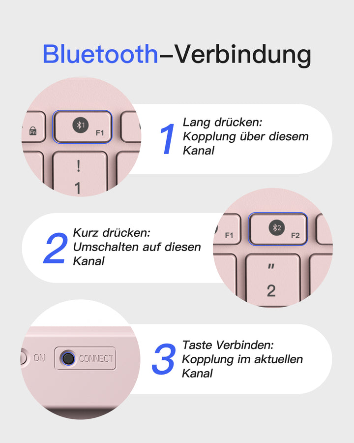 inateck DE Bluetooth Tablet Tastatur kompatibel mit Android/iOS/Smartphones/Windows PC/iPad, KB01003