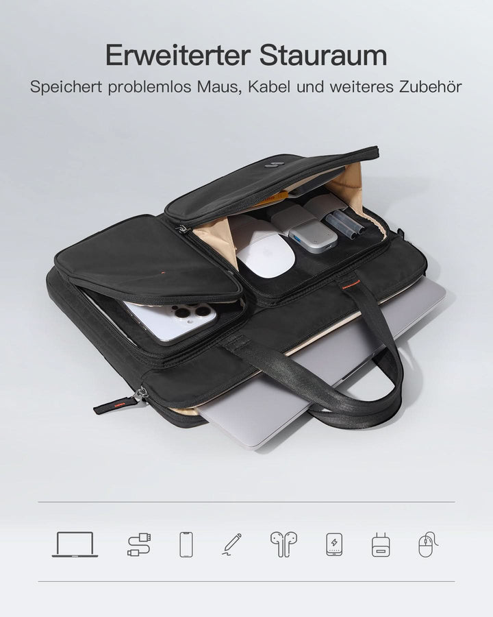 inateck DE 360° Rundumschutz Laptoptasche Große Kapazität Hülle Kompatibel mit 13" MacBook Air M4-M1 2025-2012, 14" MacBook Pro M5-