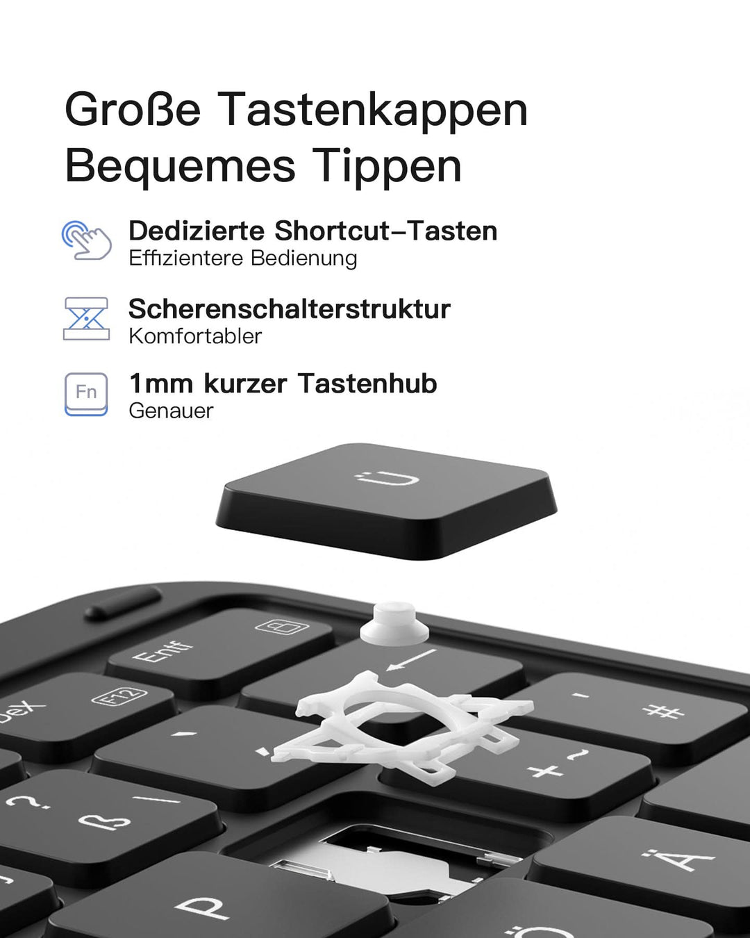 inateck DE Hülle für Samsung Galaxy Tab S10 FE/S9 FE/S9, Hoch-/Querformat Ständer Tastatur mit Touchpad, N0064