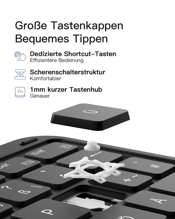 inateck DE Hülle für Samsung Galaxy Tab S10 FE/S9 FE/S9, Hoch-/Querformat Ständer Tastatur mit Touchpad, N0064