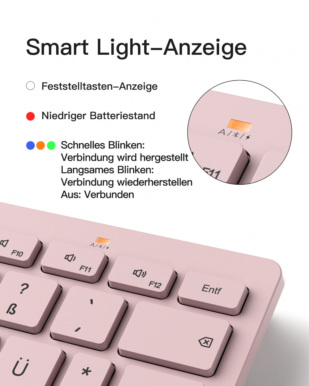 inateck DE Bluetooth Tablet Tastatur kompatibel mit Android/iOS/Smartphones/Windows PC/iPad, KB01003