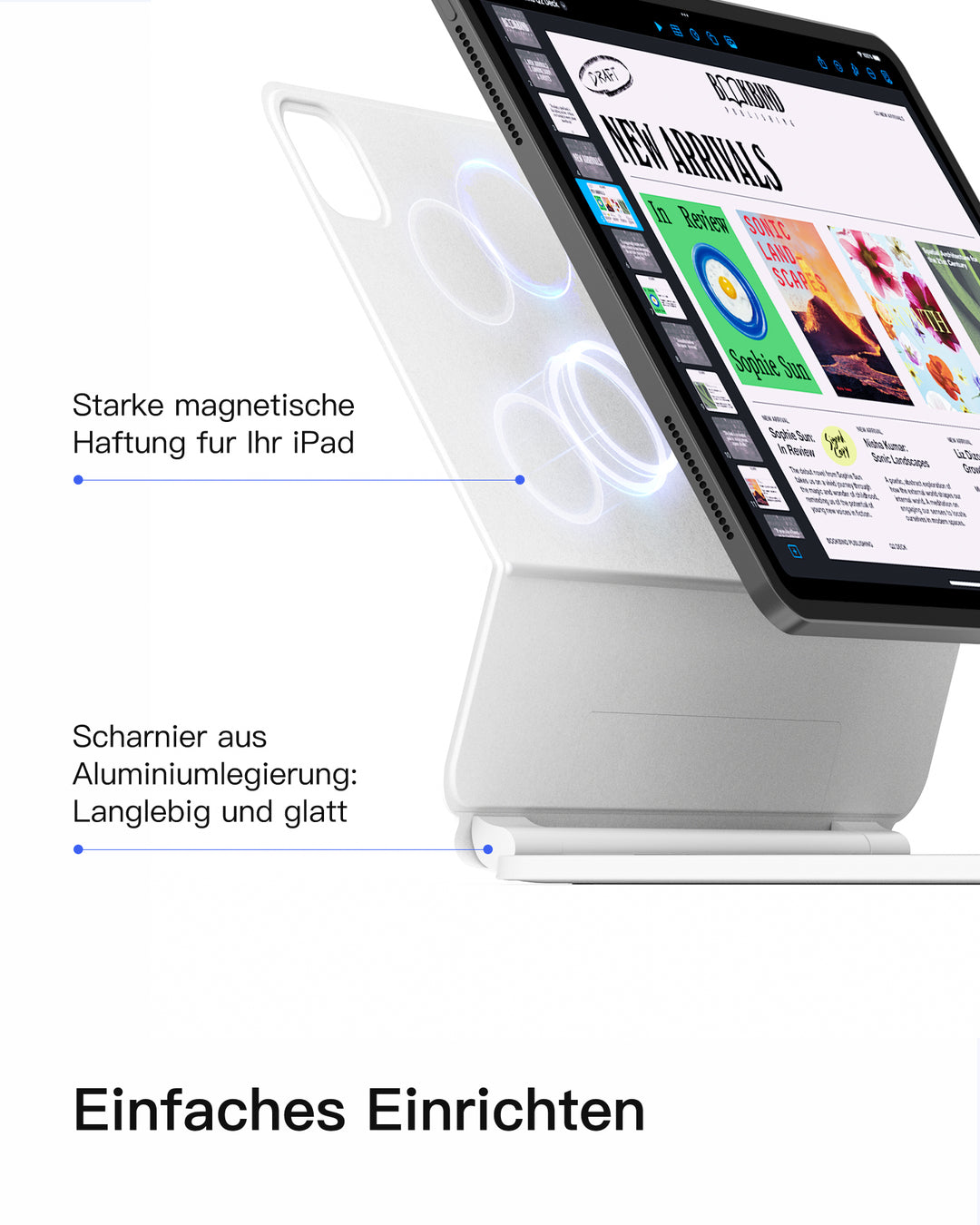 inateck DE Magnetische Tastaturhülle für iPad Air 11" M3/M2 (2025/2024), iPad Air 6/5/4, iPad Pro 11" 4/3/2/1, KB09119