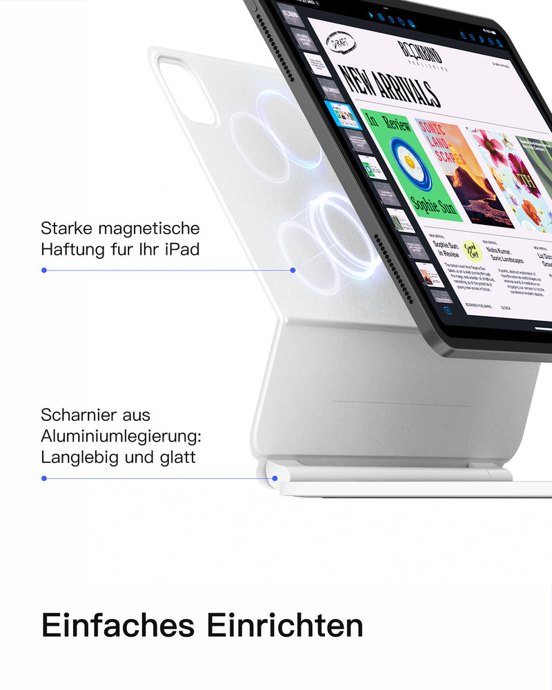 Magnetische Tastaturhülle für iPad Air 11" M3/M2 (2025/2024), iPad Air 6/5/4, iPad Pro 11" 4/3/2/1, KB09119