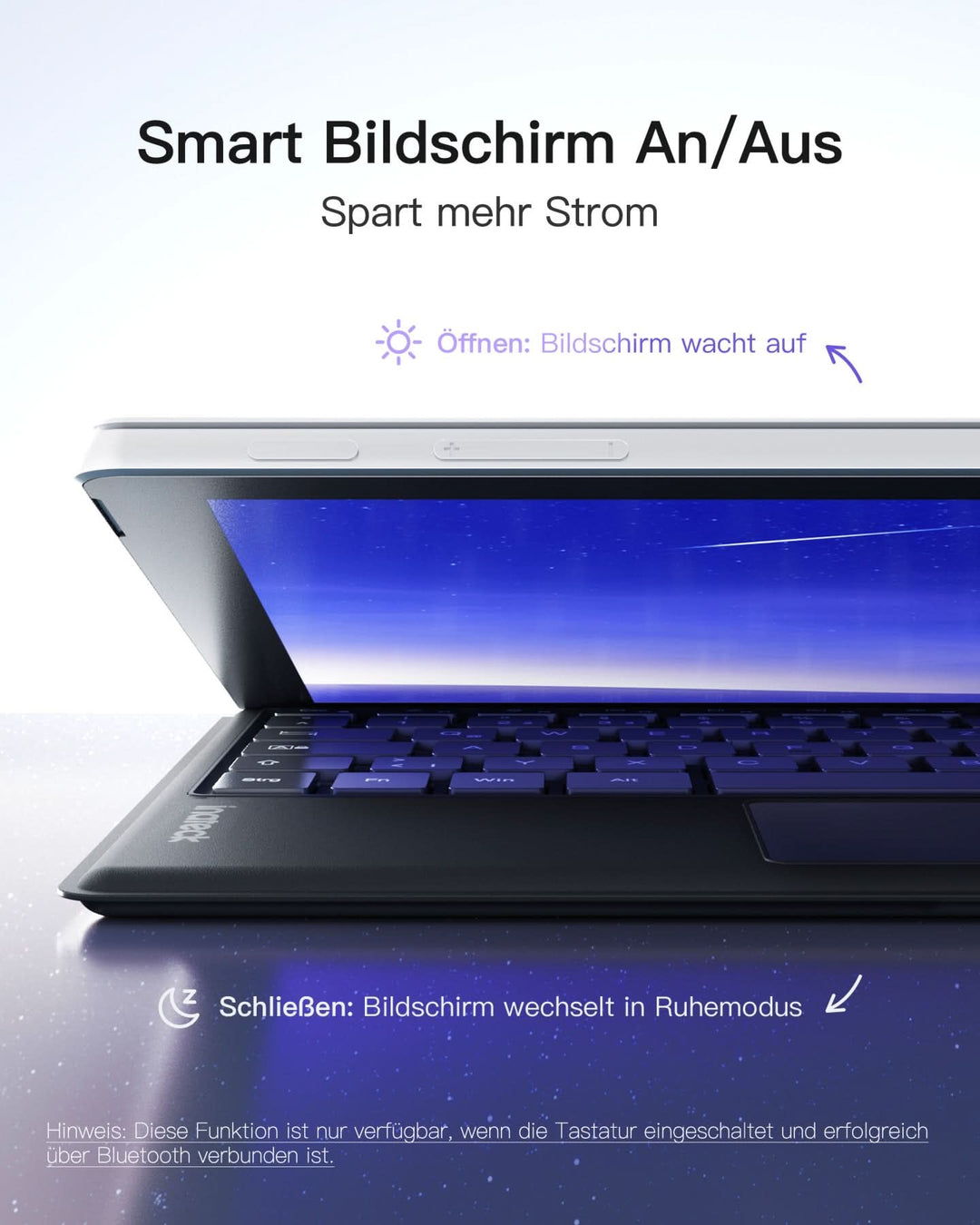 inateck DE Surface Pro AI Tastatur für Surface Pro 7/7+/6/5/4, 7 Farben Hintergrundbeleuchtung, QWERTZ, KB02027