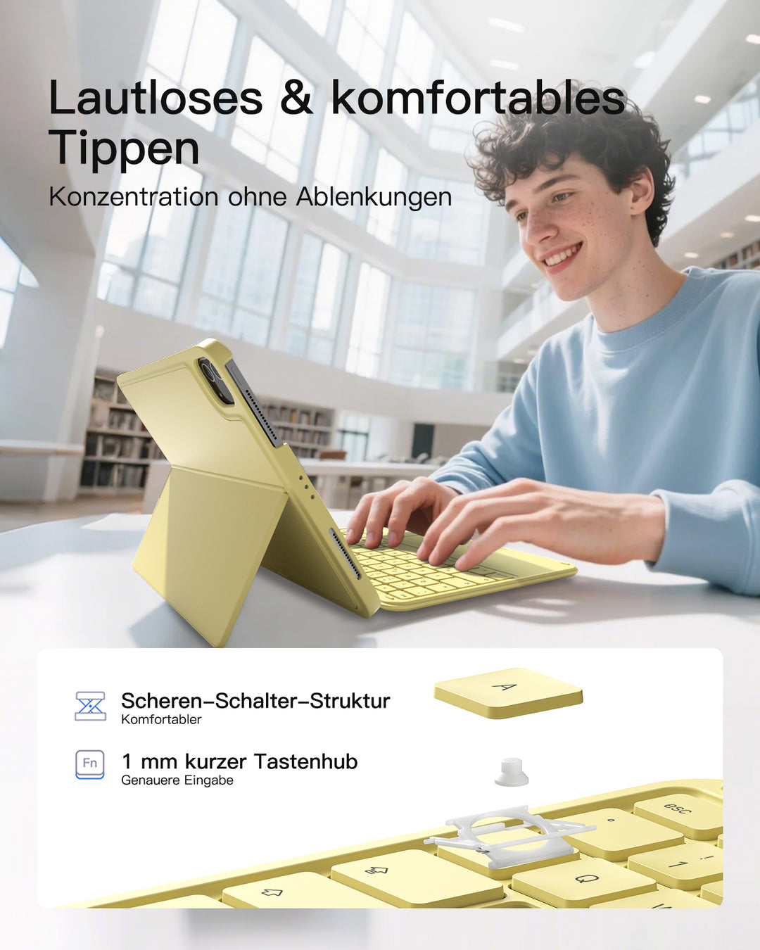 Ultraleicht Tastatur für iPad 11" (A16 2025), iPad 10, iPad Air 11" M4/M3/M2 (2026/2025/2024), iPad Air 5/4, iPad Pro 11" 4/3/2/1, QWERTZ, Acetouch, KB04122