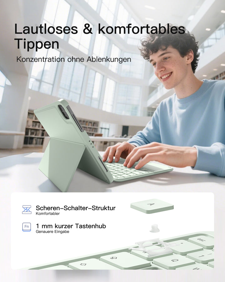 Ultraleicht Tastatur für iPad 11" (A16 2025), iPad 10, iPad Air 11" M4/M3/M2 (2026/2025/2024), iPad Air 5/4, iPad Pro 11" 4/3/2/1, QWERTZ, Acetouch, KB04122