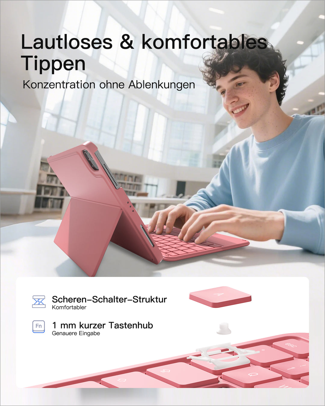 Ultraleicht Tastatur für iPad 11" (A16 2025), iPad 10, iPad Air 11" M4/M3/M2 (2026/2025/2024), iPad Air 5/4, iPad Pro 11" 4/3/2/1, QWERTZ, Acetouch, KB04122