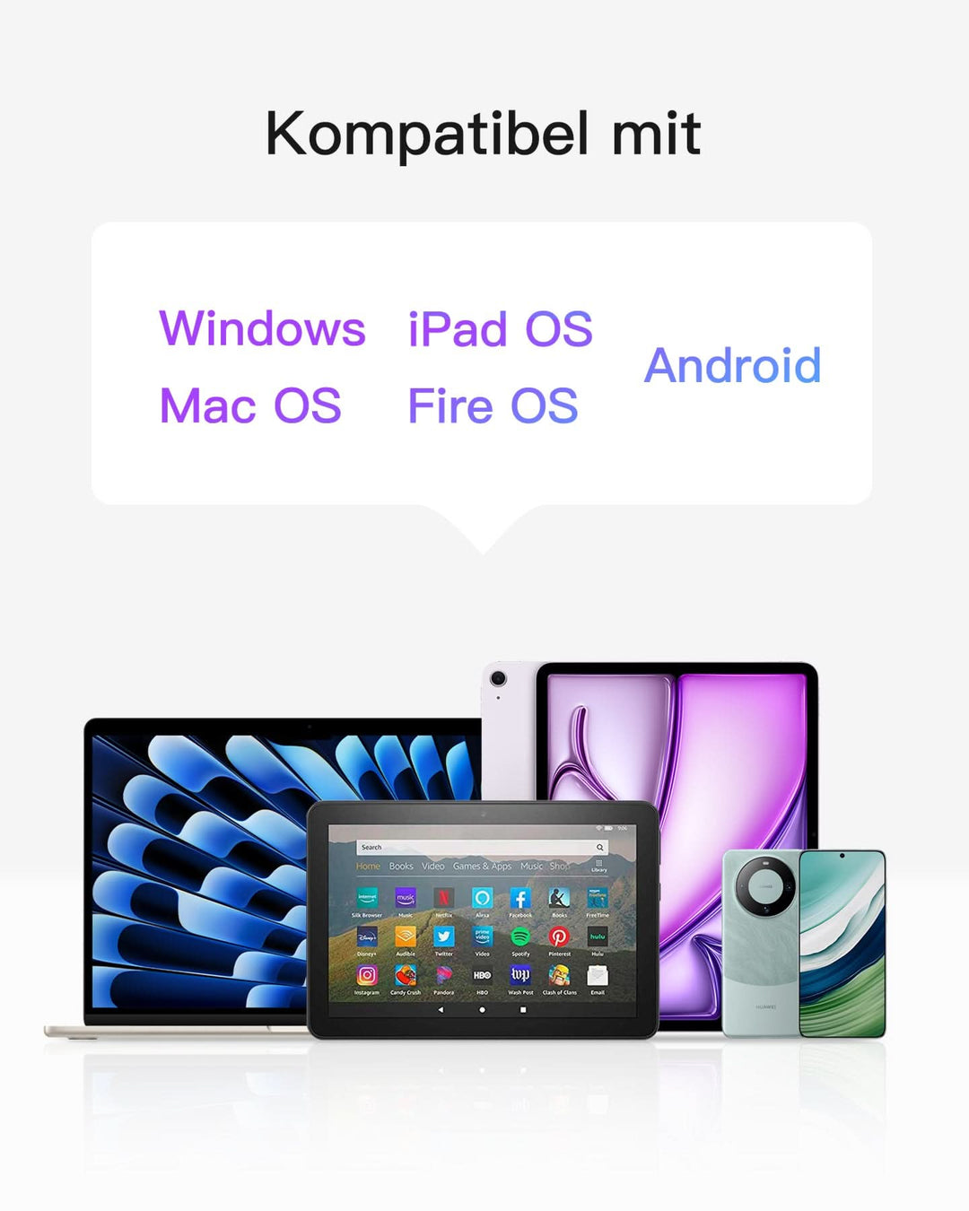 inateck DE Ultraleichte Tablet Tastatur Kabellose QWERTZ Deutsch mit Trackpad, kompatibel mit iPad/Tablet/Windows/Laptop/PC, KB0110