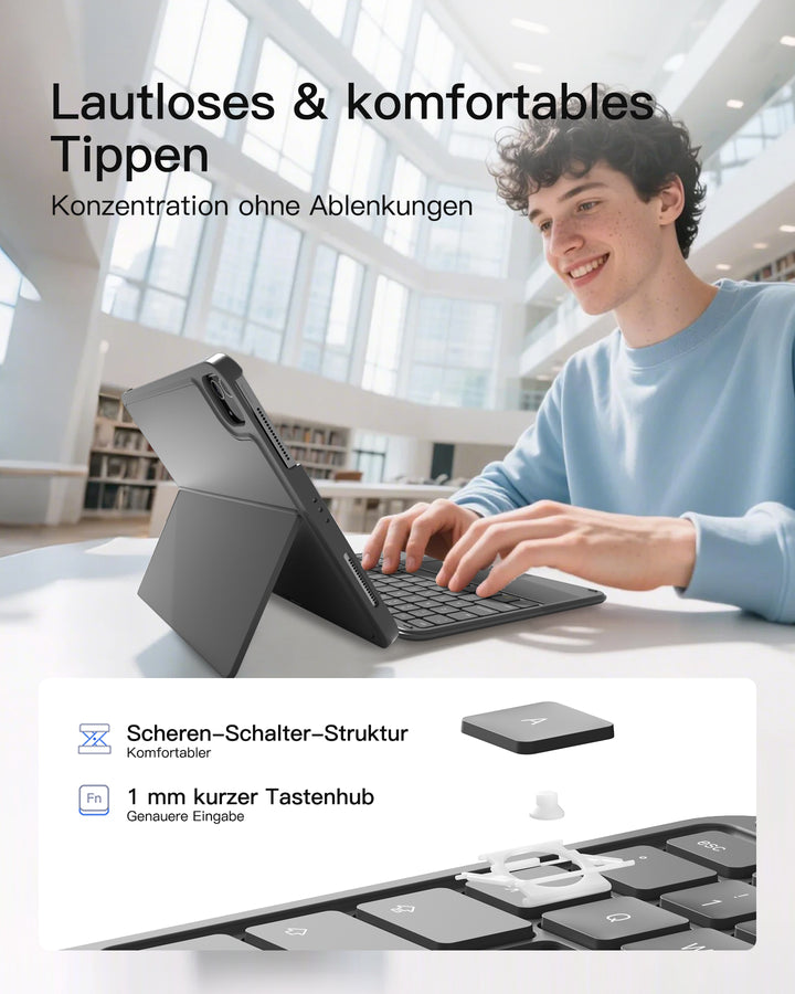 inateck DE Ultraleicht Tastatur für iPad 11" (A16 2025), iPad 10, iPad Air 11" M3/M2 (2025/2024), iPad Air 7/6/5/4, iPad Pro 11" 4/