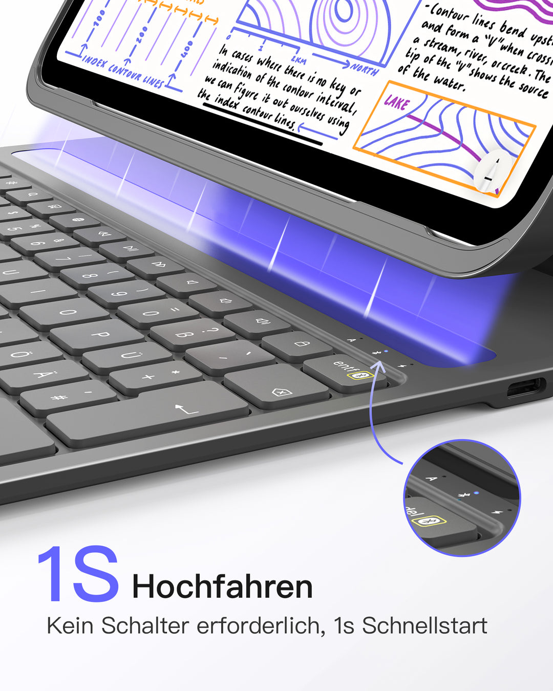 inateck DE Super-leicht Tastatur Hülle für iPad Air 13" M3/M2 (2025/2024), iPad Air 6, iPad Pro 12.9" 6/5/4/3, BK2007-13