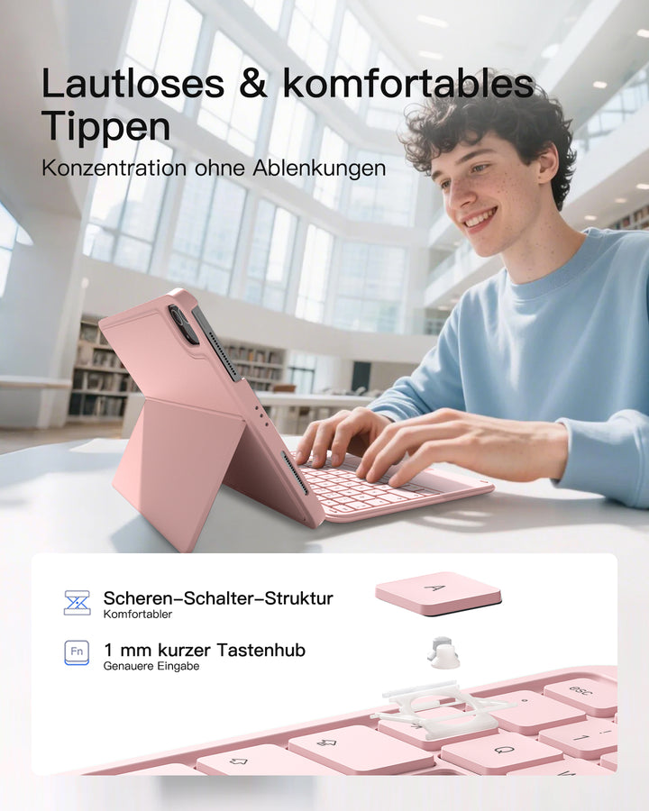 Ultraleicht Tastatur für iPad 11" (A16 2025), iPad 10, iPad Air 11" M4/M3/M2 (2026/2025/2024), iPad Air 5/4, iPad Pro 11" 4/3/2/1, QWERTZ, Acetouch, KB04122