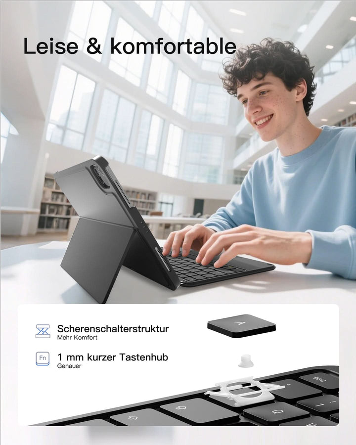 inateck DE Abnehmbar Ultraleichte Tastatur für iPad 11/10 Gen A16 2025 11 Zoll, iPad Air 11 Zoll (2026/2025), iPad Air 5/4, iPad Pr