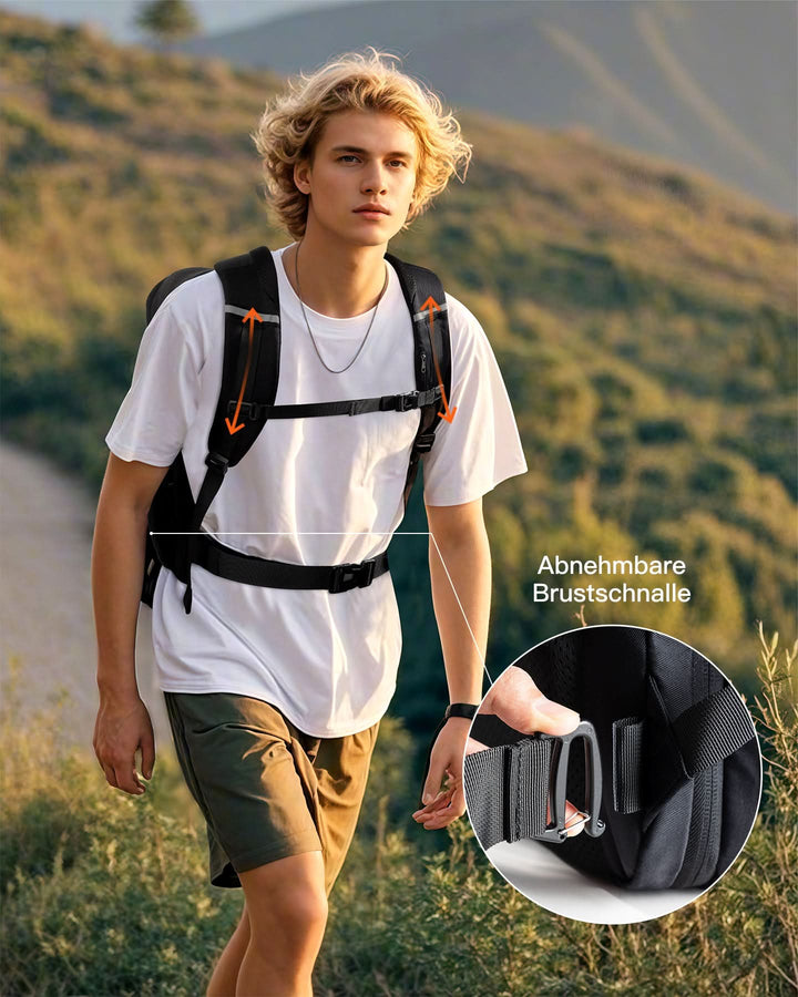 inateck DE 38,5L Leichter Reiserucksack, TSA Freundlich, für 15,6-17 Zoll Laptop, Schwarz, BP03009