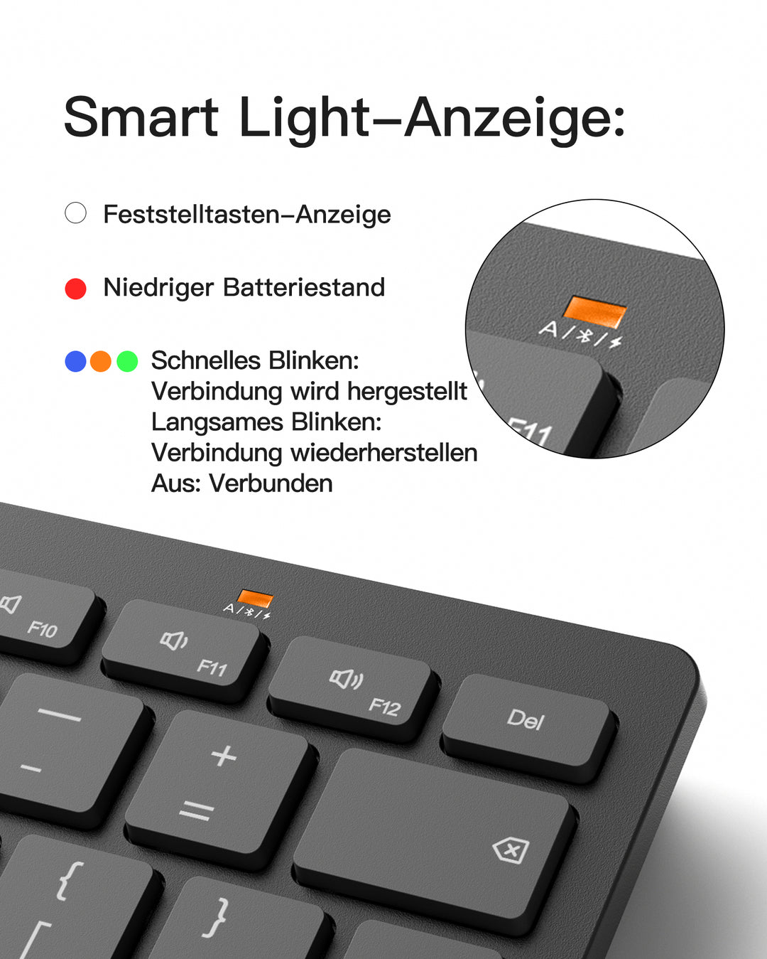 inateck DE Bluetooth Tablet Tastatur kompatibel mit Android/iOS/Smartphones/Windows PC/iPad, KB01003